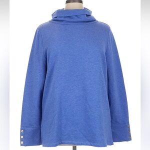 NWT Talbots XL blue button cuff turtleneck microfleece sweater sweatshirt fall